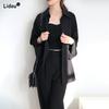 All Season Turn-down Collar Button Solid Loose Blouses Fashion Casual Formal Temperament Premium Women's Clothing Comfortable