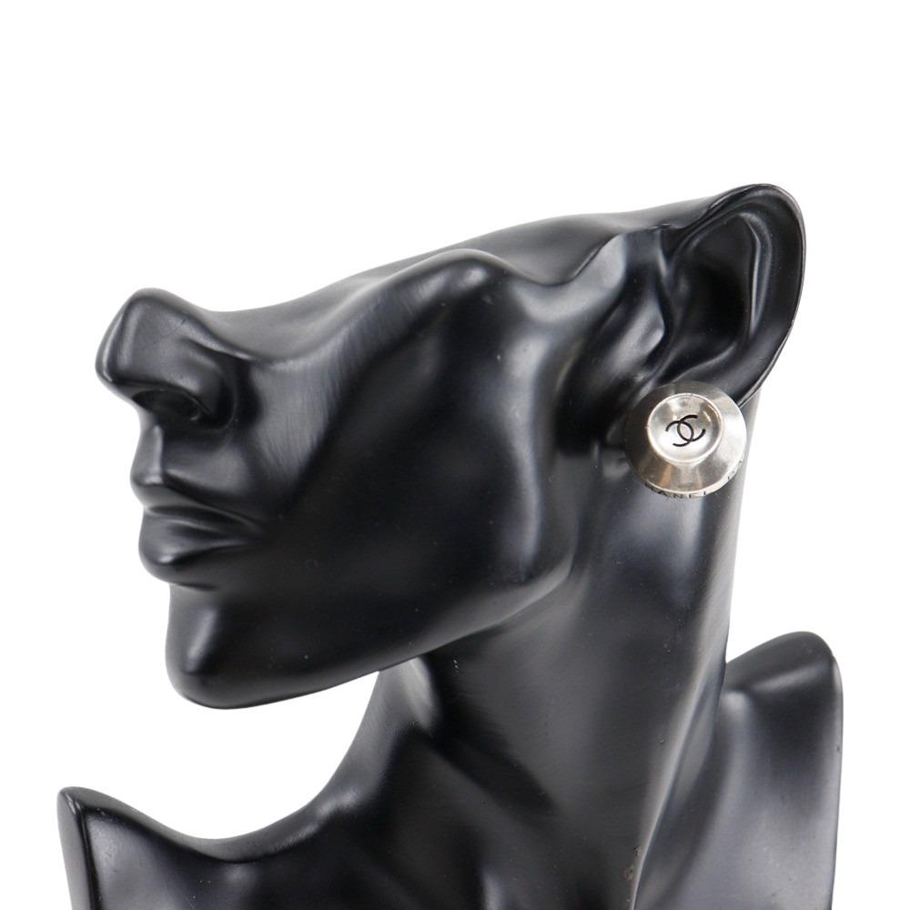 Chanel COCO Mark Earring Silver Metallic 19.1g Women Used