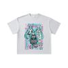 260 GSM Double Yarn 32 Count 100% Cotton Vocaloid V1 Hatsune Miku Print Unisex Heavy Cotton T Shirt