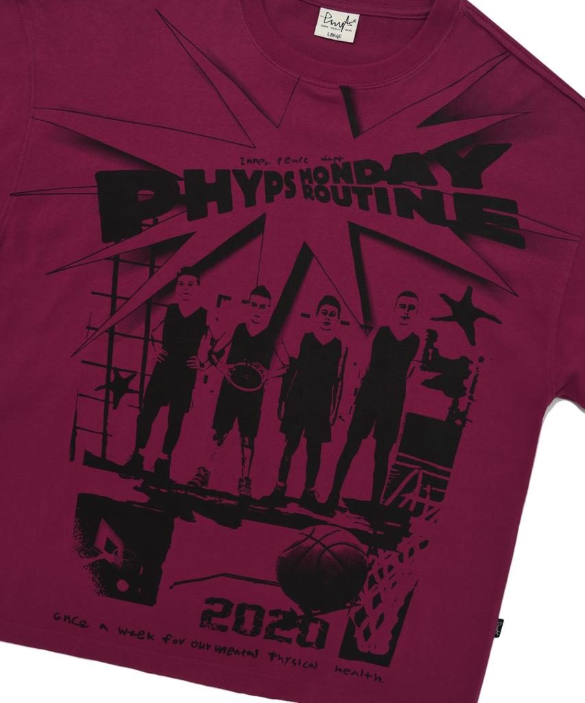 Physical Department Cartoon Basketball Ls Pink Red