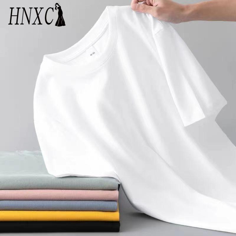 HNXC Kortermet t-skjorte i bomull for menn mote løs halvermet skjorte med trykt medfølende skjorte