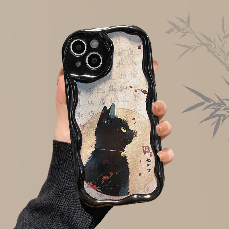 

Подходит для Apple 14promax Чехол для мобильного телефона iPhone 15/13 Силиконовый мягкий чехол 12mini в старинном стиле с текстом Cat iPhone 6s Plus