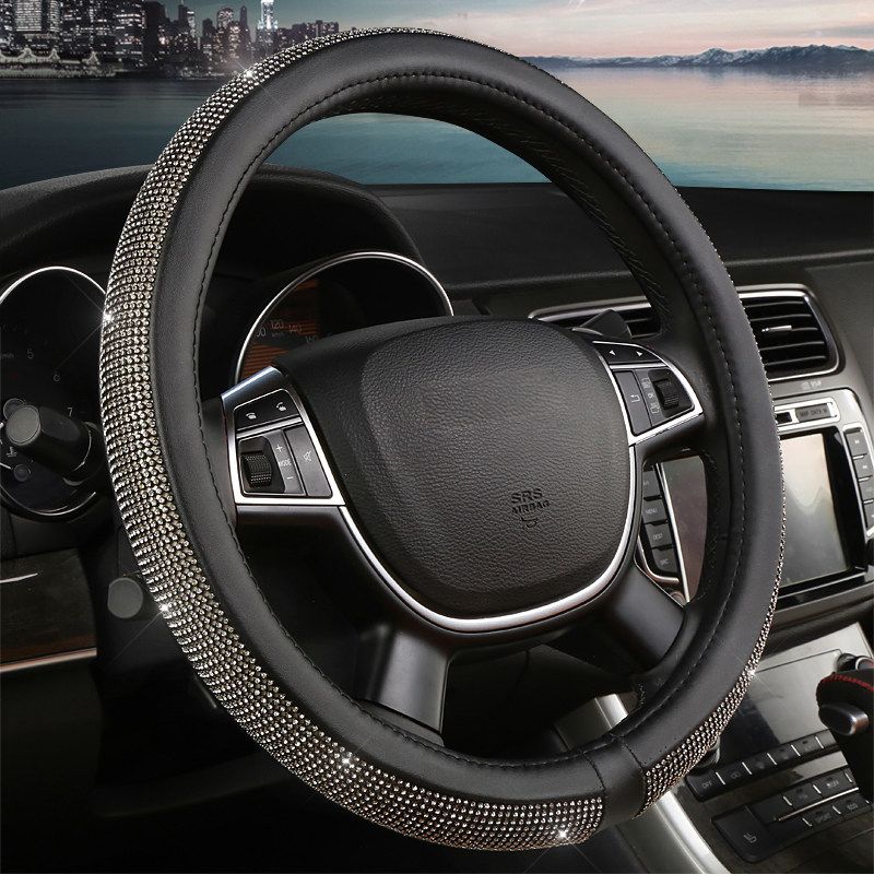 Car Steering Wheel Cover Universal Grip Cover Suitable for Four Seasons Summer Non-Slip Sweat-Absorbent Cute South Korea Fashion Rhinestone Diamond