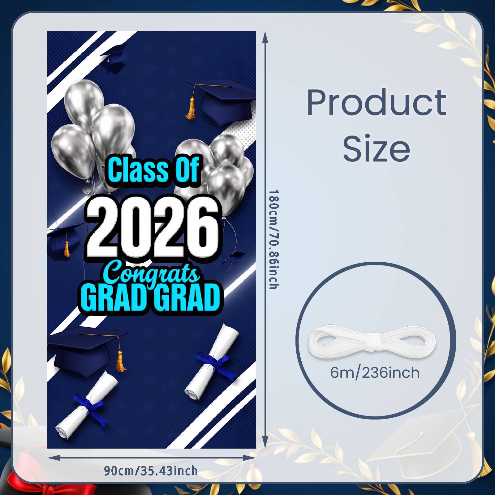 

Grad Milestone Banner Silver Balloons Grad Celebration Banner 2026 Grad Banner Lettering For Graduation Milestone Photo