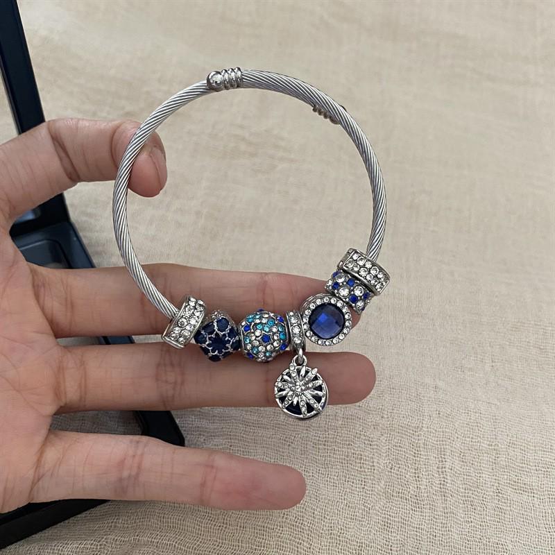 Panjia Dora Women's Stainless Steel Beaded Bracelet - European American Versatile Luxury Jewelry