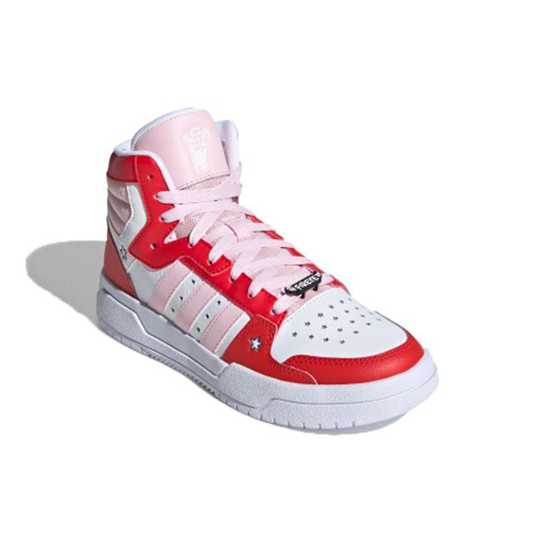 adidas Neo Entrap Mid Fabric Synthetic Leather High Top Sneakers Women Sneakers White Red Pink H01544