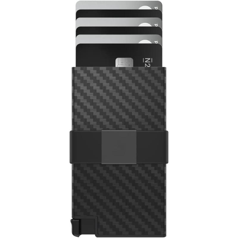 

Металлический картхолдер Мужской RFID Европейский и американский противокражный с защитой от сканирования Металлический алюминиевый углеродного волокна черного