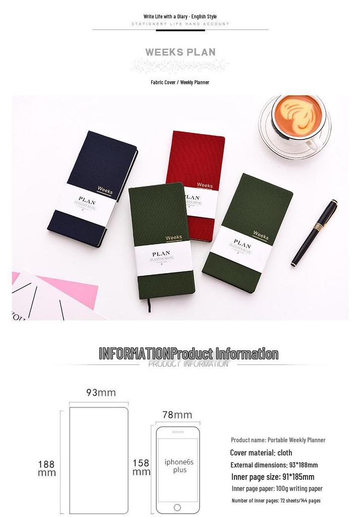 Weekly Plan Book: Self-Fillable Date Squares, Diary, and Self-Discipline Journal