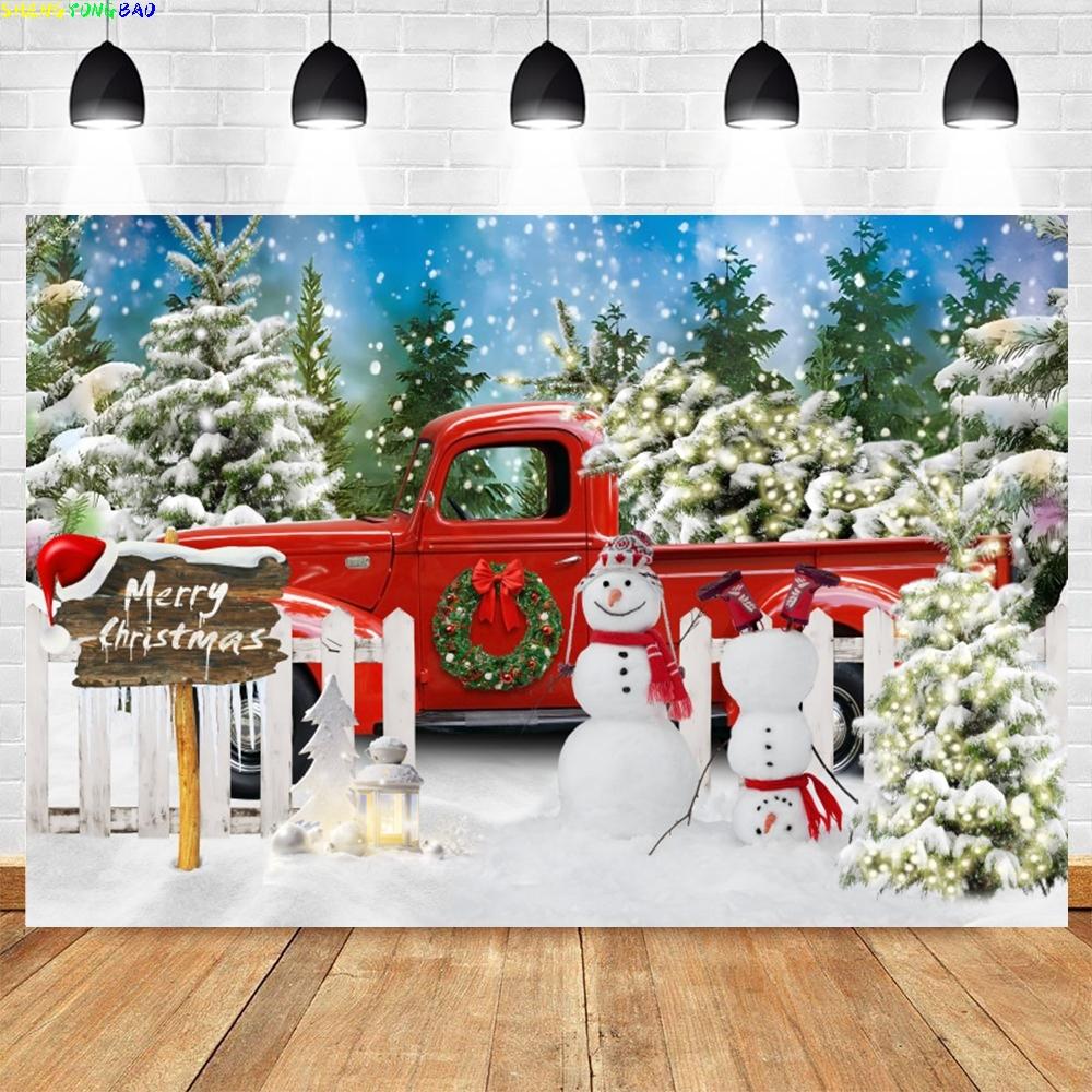 Christmas Backdrop for Photography Xmas Tree Winter Snow Forest Snowflake Natural Scene Baby Portrait Photo Background Studio