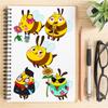 8PCS Bee Sticker Set Cartoon Doodle Collage Laptop Phone Decorations Waterproof Stickers