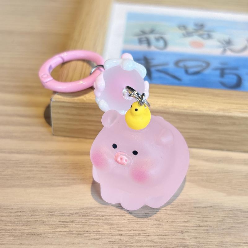 3D Luminous Pig Keychain Phone Strap Bag Pendant Decoration Car Key Chain Hanging Ornament Key Ring Jewelry For Women Girls