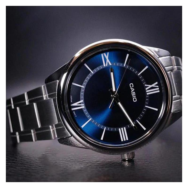 Casio STANDARD series simple retro small round watch business fashion quartz movement stainless steel strap Japanese and Korean watch MTP-V005D-2B5