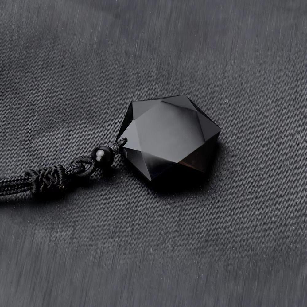 Lucky Love Obsidian Necklace Amulet Pendants Stone Necklace Fashion Hexagram Pendant Jewelry Gift