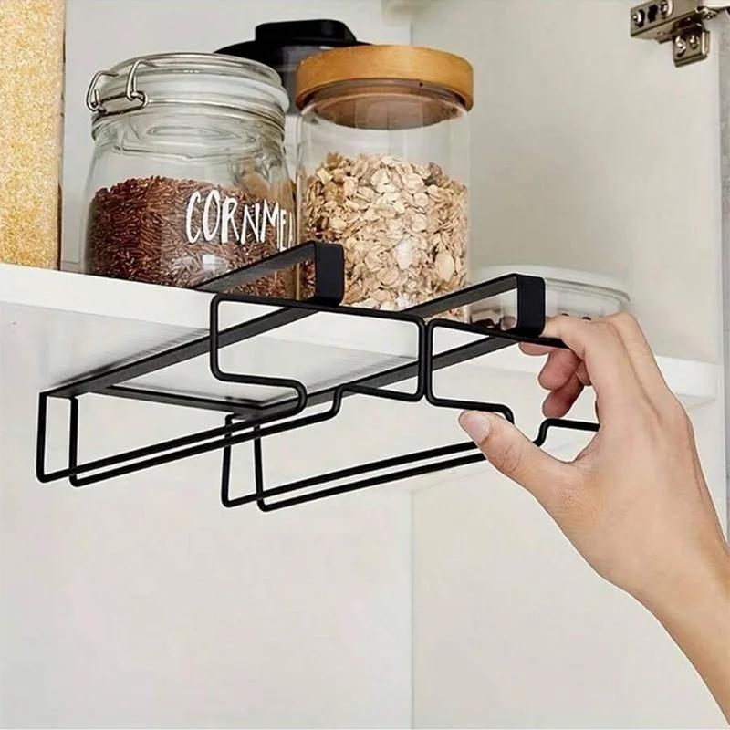 Skåphängande Metall Vinglasställ Skåp Stamglas Hållare Ställ för Koppförvaring Ställ Glashållare Utomhus Vinglasställ