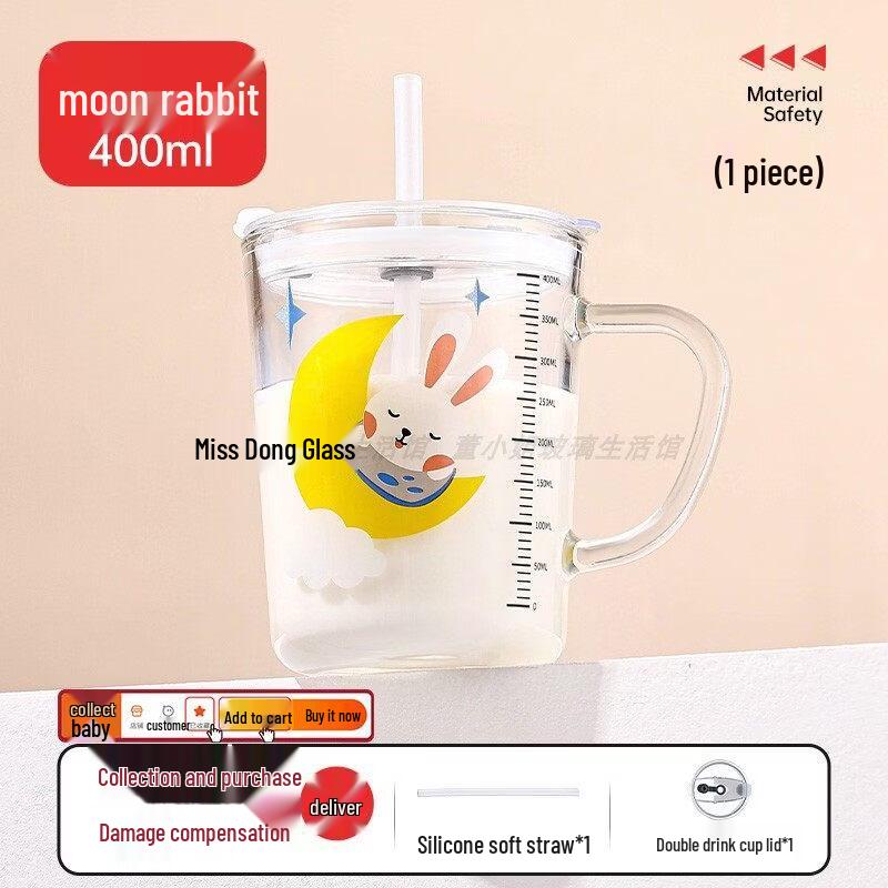 ZISIZ Aesthetic Straw Glass Water Cup