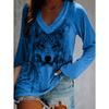 Women's Western Ethnic Print V-Neck Long-Sleeved T-Shirt