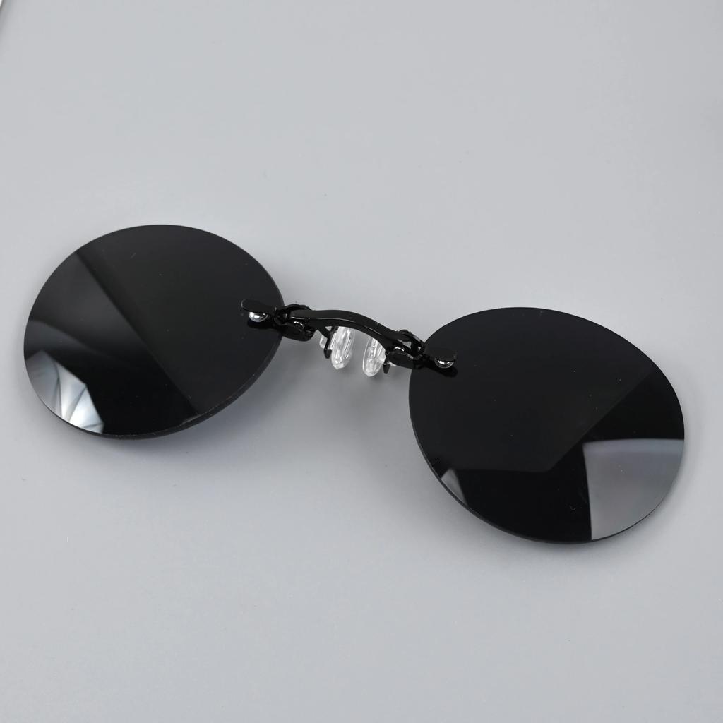 Clip On Nose Sunglasses Men Round Rimless Matrix Morpheus Sun Glasses Mini Frameless Vintage Male Eyeglasses UV400 Goggles