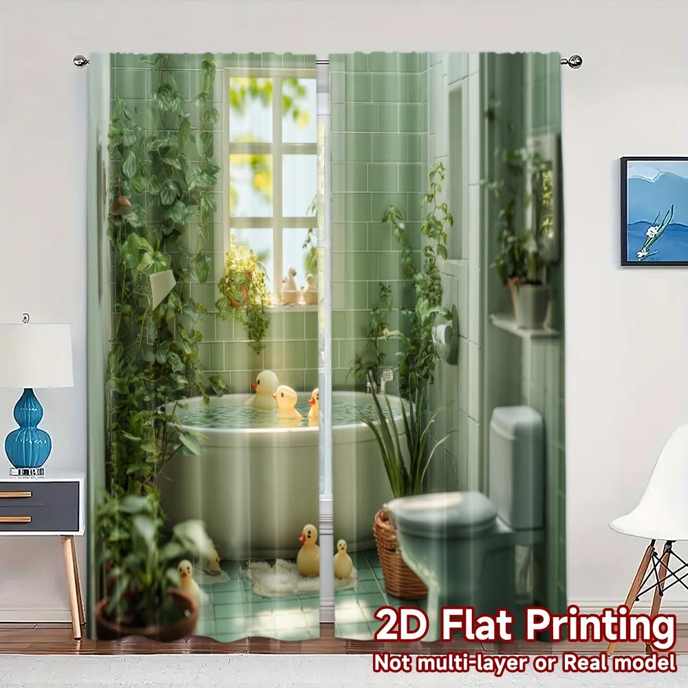 

Комплект из 2 плоских печатных штор без карниза Утята Оазис Популярная штора Прочный полиэстер Арт-деко Сделано W100*H70(CM)-Rod Pocket&1PCS