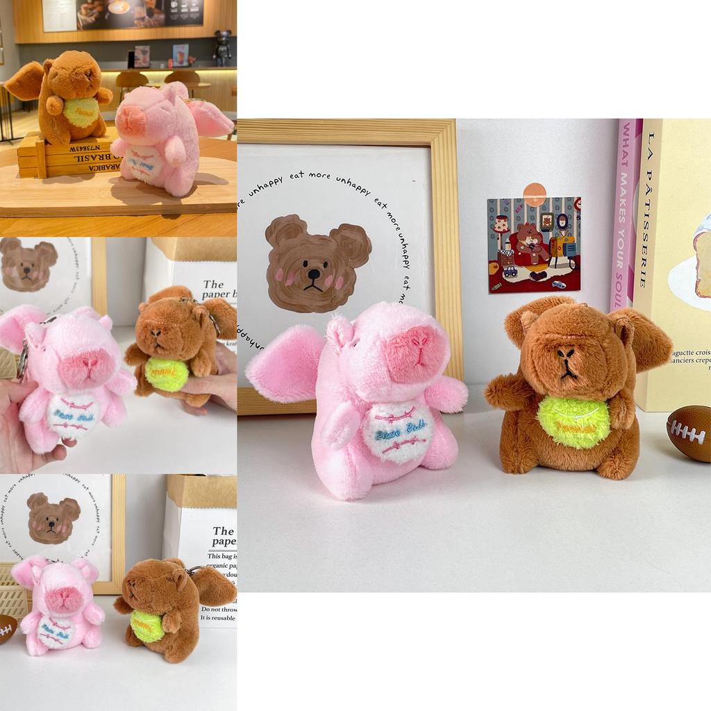 Adorable Capybara Plush Keychain With Flapping Wings Soft Pp Cotton Stuffed Animal