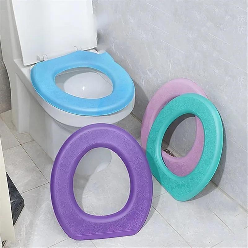 Waterproof Toilet Seat Cover Washable Sticker Foam Portable Silicone Toilet Lid Cover Cup Covers Bathroom Accessories