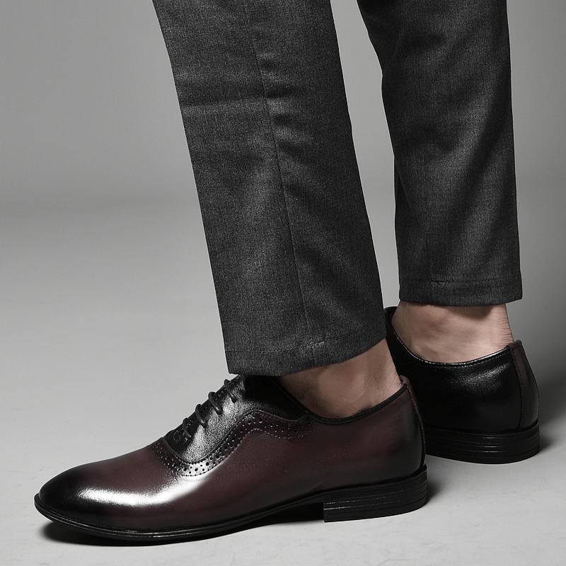 Sapatos masculinos de couro legítimo de alta qualidade, elegantes, formais, para escritório, Oxfords, sapatos de casamento, com cadarço, sapatos de couro empresarial, feitos à mão, pretos