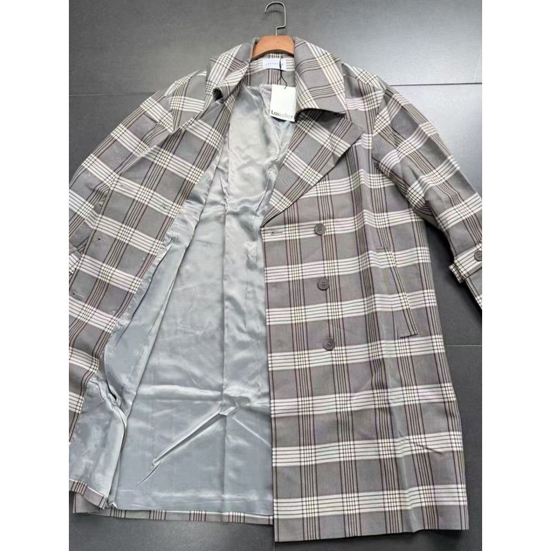 L and X Size L Special Offer Big Sale 69 ~ Original Order Gray Plaid Double Collar Fall and Winter Wool Overcoat Outwear