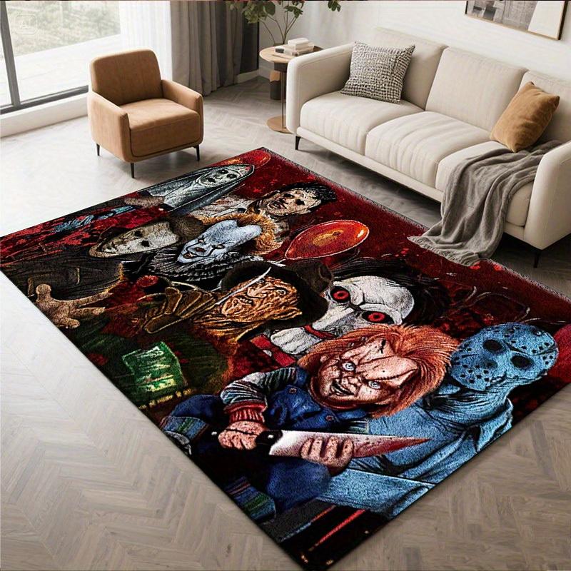 

Винтажный коврик с персонажем фильма ужасов Нескользящий коврик для зоны Красный Черный Гостиная Спальня Офис Рождественский Хэллоуин Декор Ковер для зоны 40x60cm