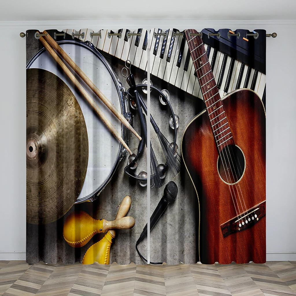 Music Notes Piano Blackout Window Curtain for Bedroom Living Room Bathroom Kicthen Door Hall Home Hook High Shading New Pattern