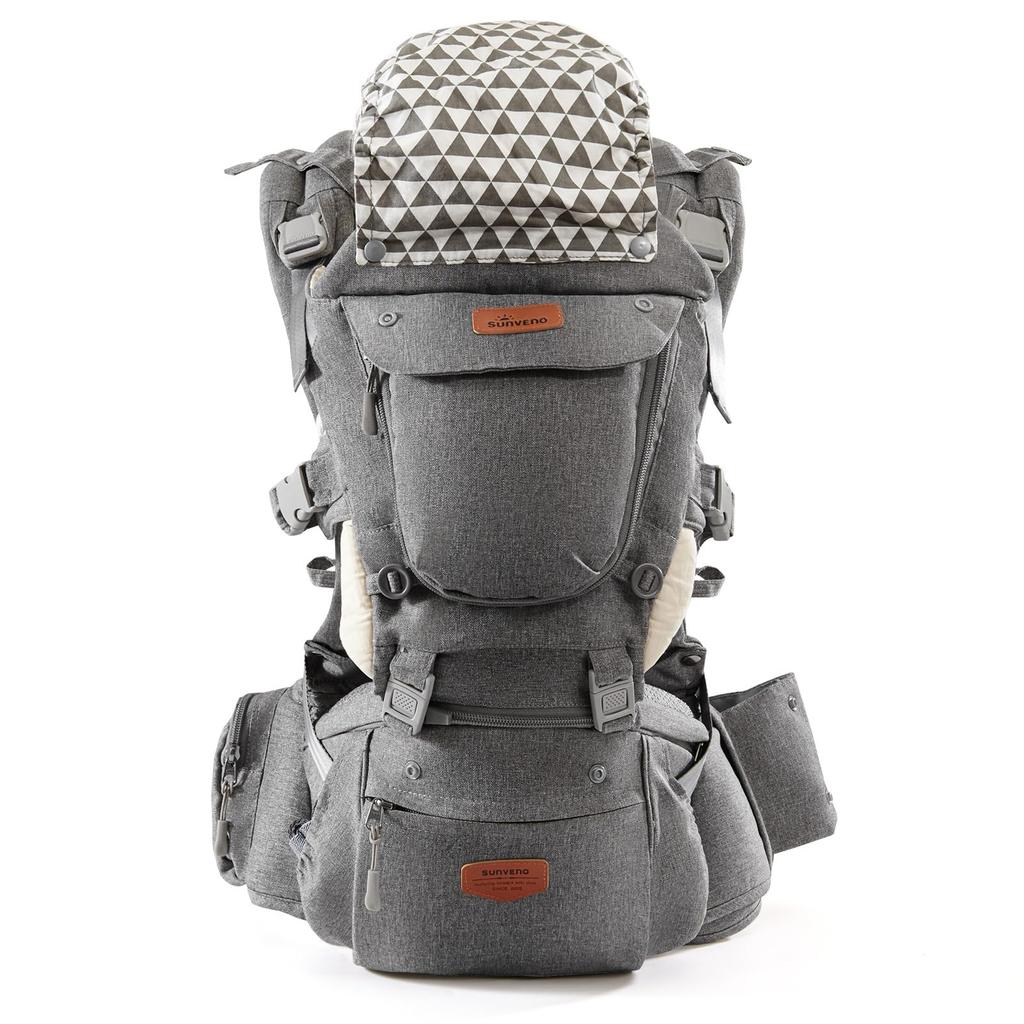 Sunveno Baby Hip Baby Back Easy to Wear Carrier, Seat, Carrier, Carrier, Face-to-Face Carry, Washable, (Gray)