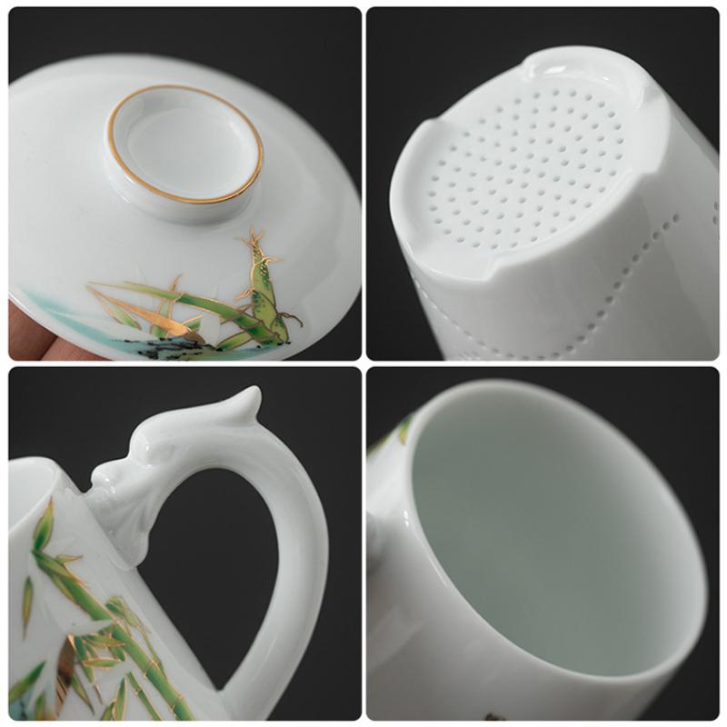 Cute Panda Chinese Kung Fu Tea Sets - Ceramic Tea Pot with Infuser Tea Cup Tea Can Gift Box,Cartoon Panda Tea Set for Business Festival Friend Gifts