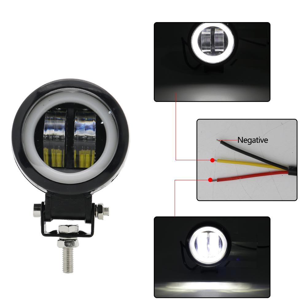 LED Fog Lamp Driving Daytime Off road Led Light Headlight 3'' 20W Motorcycle Halo Lamps ForATV 12V  SUV Worklight Beams