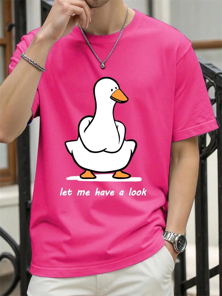 Let Me Have A Look Goose Printed TShirts Womens Cotton Summer Tops Soft Loose ONeck Short Sleeve T Shirts Casual Woman Clothes