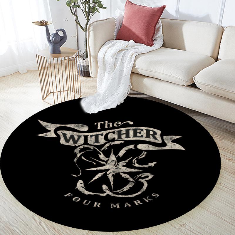 The Witcher pattern round rug,Carpet Rug for Living Room Bedroom Playroom ,Non-slip Floor Mat,Holiday Gifts and Birthday Gifts.