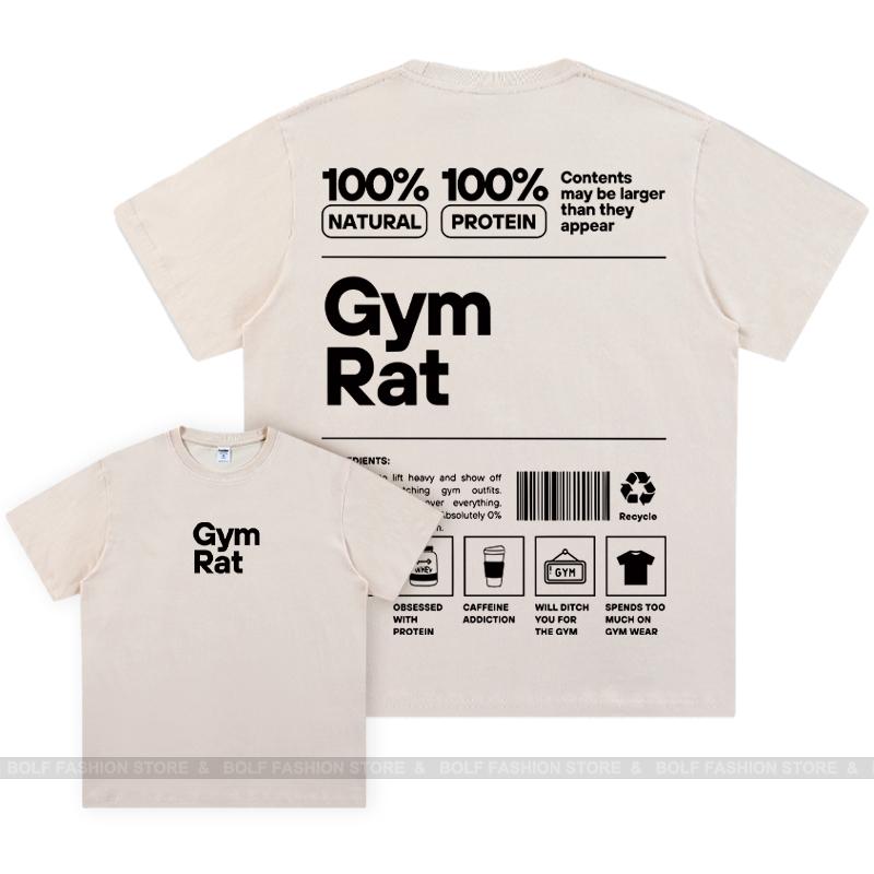 

GYM Graphic 100% Cotton Oversized Big Pattern Double-sided Classic Short Sleeve T-Shirt for Men Women Sportswear Tops Tees S