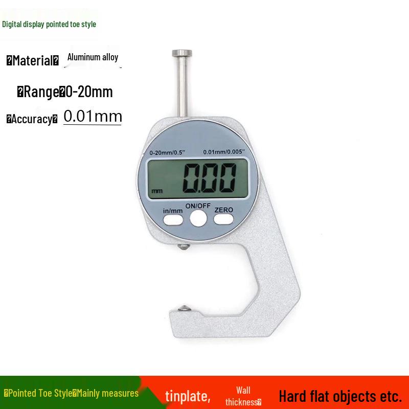 Digital Thickness Caliper: Flat & Pointed Head Gauge for Measuring Paper Board