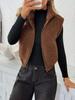 Women Sleeveless Jackets ,Turndown Collar, Lamb Wool, Pure Color, Loose and Casual, Vest Jacket,sleeveless Fleece ,zipper Jacket  Warm Wool Overcoat