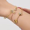 Set di Gioielli di Moda Europeo-Americano: Collana, Bracciale, Orecchini in Acciaio Inossidabile Placcato Oro 18K con Fiori di Zirconia.
