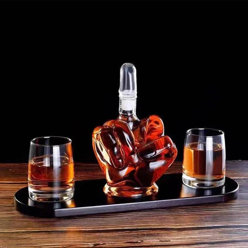 1000ml Finger Shape Whiskey Decanter Middle Finger Design Liquor Scotch Bourbon Alcohol Bottle Unique Bar Party Decor Gift
