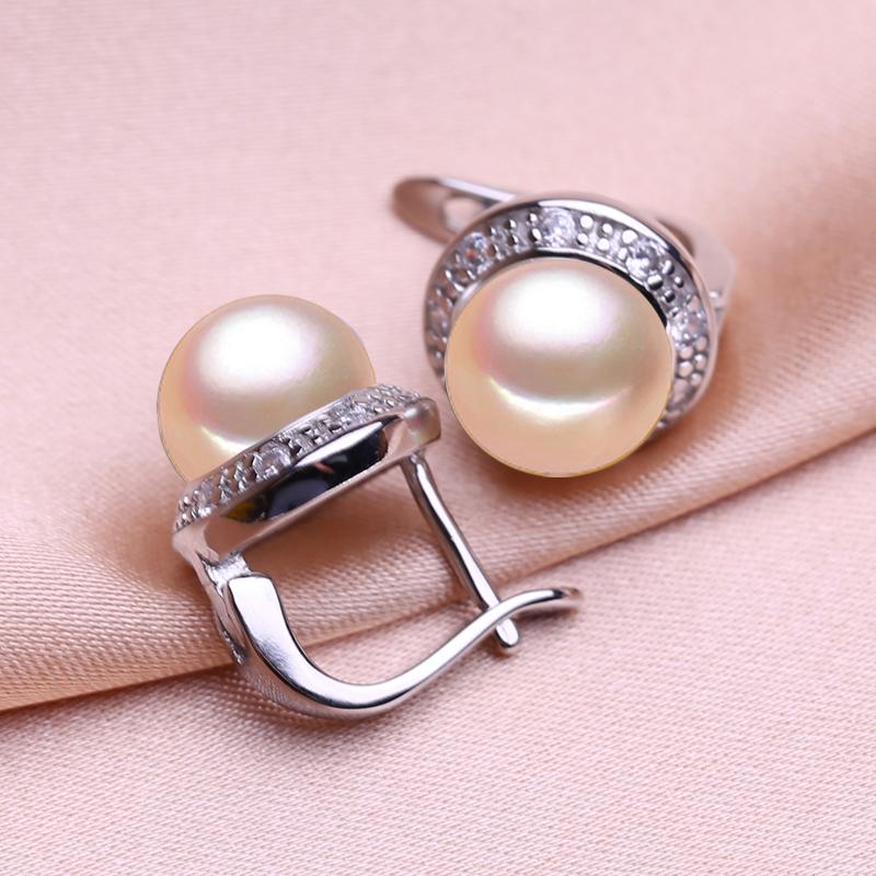 seniko 8-9mm doğal tatlı su inci küpeler moda kübik zirkonya klip küpe kadınlar için kız hediye