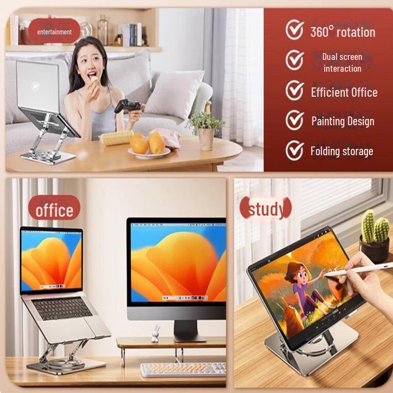 360° Roterbart Aluminium Nettbrettstativ, Justerbar Metallstøtte for Læring og Maling