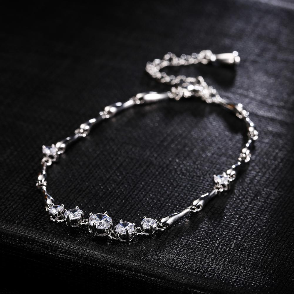 Women Simple Gradient Round Zircon Bracelet Stylish Hand Chain Ornament