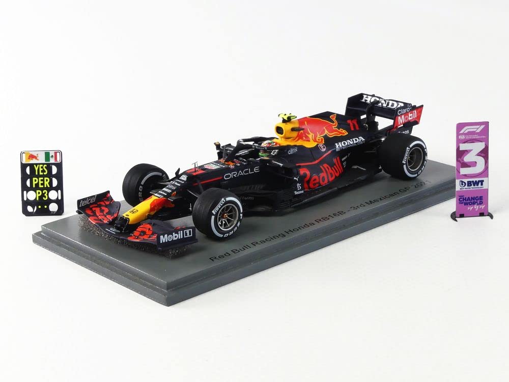 Spark Red Bull Racing Honda RB16B 2021 F1 Mexican GP 3rd place Perez board included 1/43 #11 S. No.3
