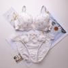 Japanese embroidered thin girl bra set, sweet flower lace underwear bra, large cup size.