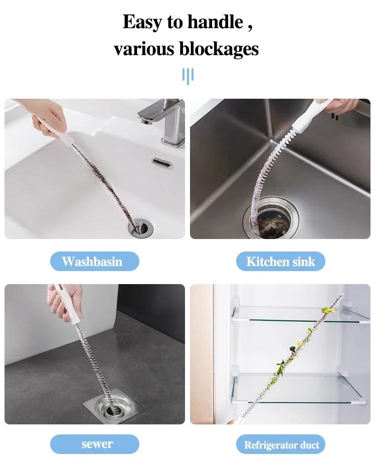 Pipe Unclogging Brush Bathroom Accessories Dbathroom Shower Tub Drain Hair Catcher Long Cleaner Cleaning Sewer Pipes Household