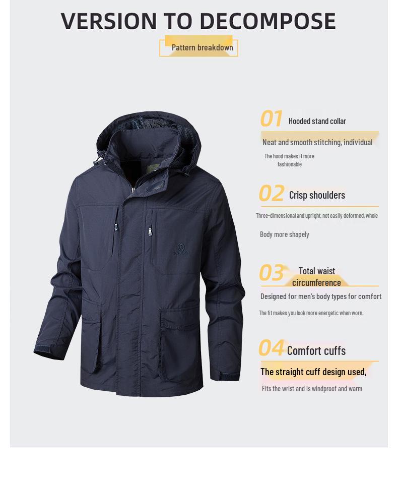Men's Versatile Waterproof Windbreaker: Spring/Autumn Plus Size Casual Outdoor Sports Jacket