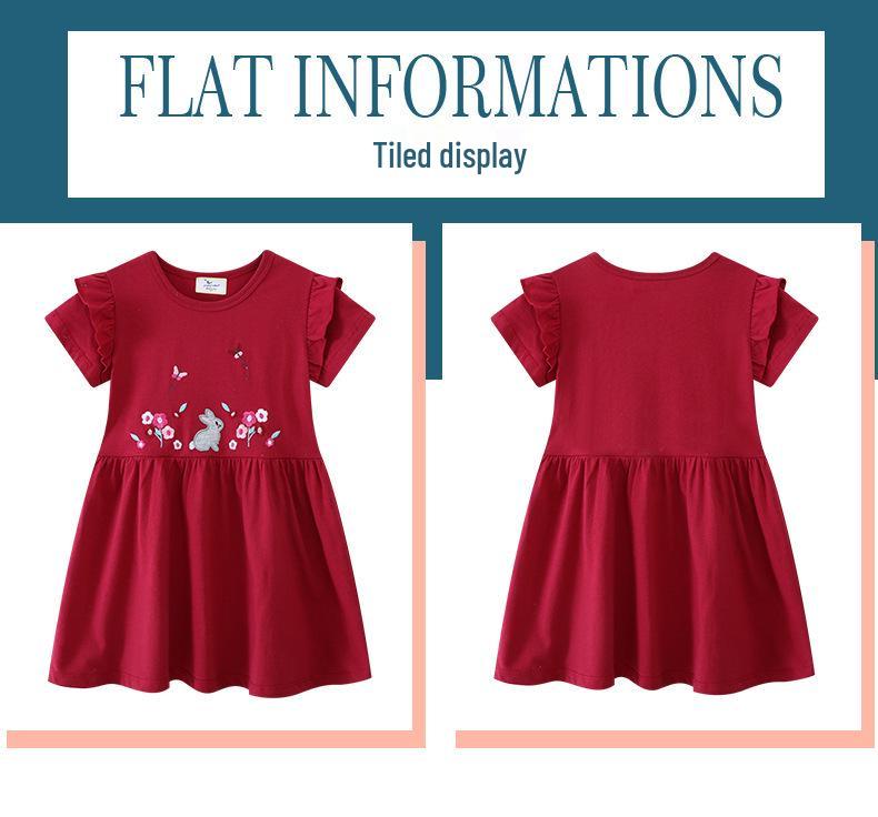 European & American Girls' Summer Cotton Dress: Short Sleeve, Cute Skirt