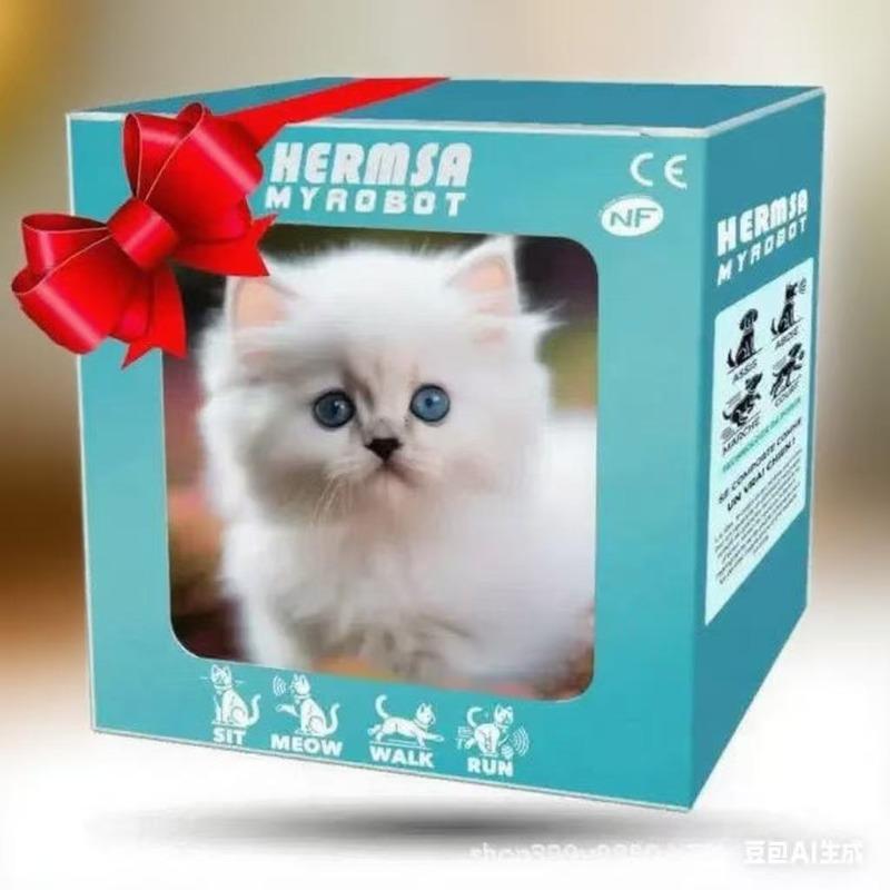 Игрушечный Кот Симуляция Электрическая Ходьба Будет Называться Плюшевый Электронный Питомец Симуляция белый