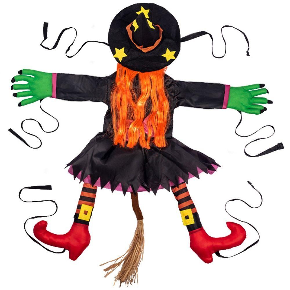 

Hanging Tree Climbing Witch Ornaments Weather-resistant Halloween Witch Doll Courtyard Witch Ornaments