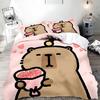 Cute Cartoon Capybara Duvet Pillowcase Bedding Set Adult Boy Girl Bedroom Decoration Children Gift Single Double Large Size