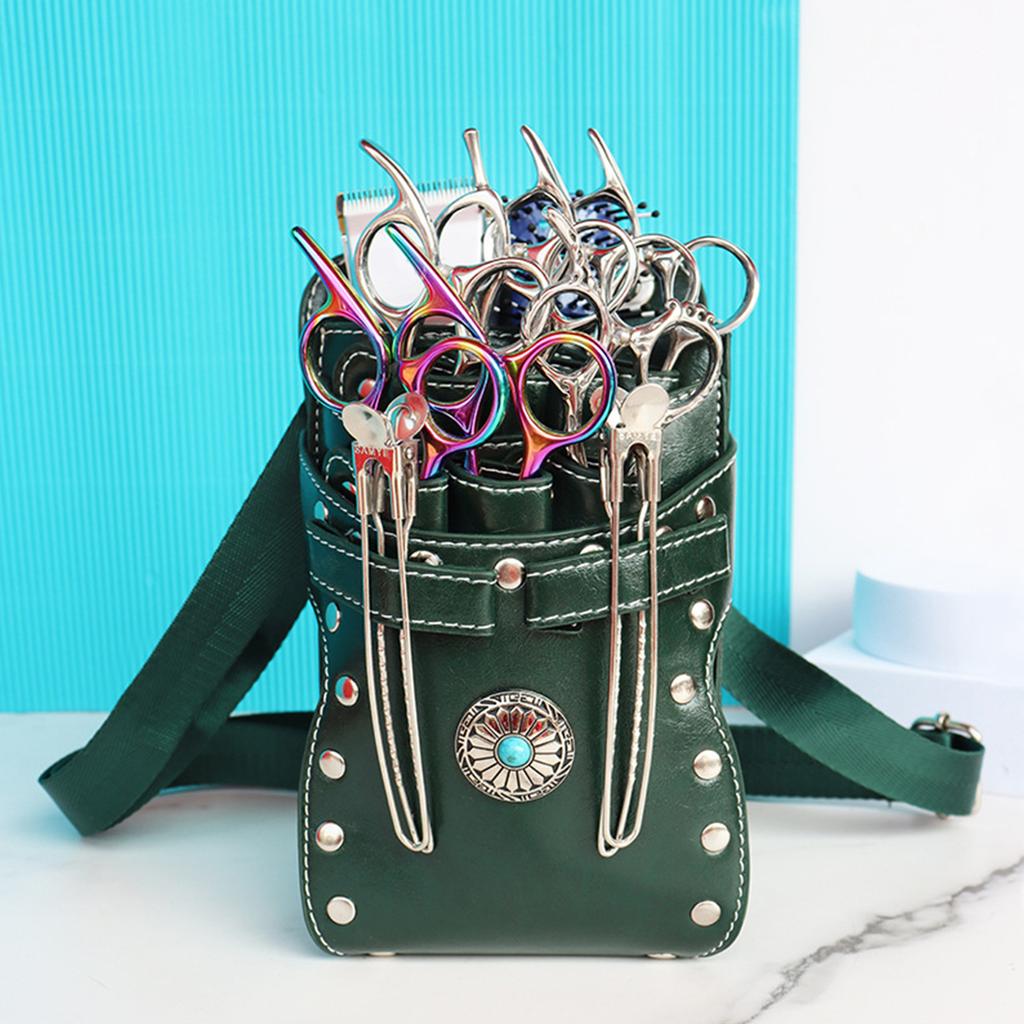 Barber Scissors Bag Hairstylist Waist Bag 7 Slot Detachable Scissor Holder Bag PU Leather Tool Bag for Scissor Hair